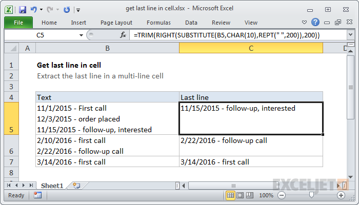 Get Last Line In Cell Excel Formula Exceljet 4239
